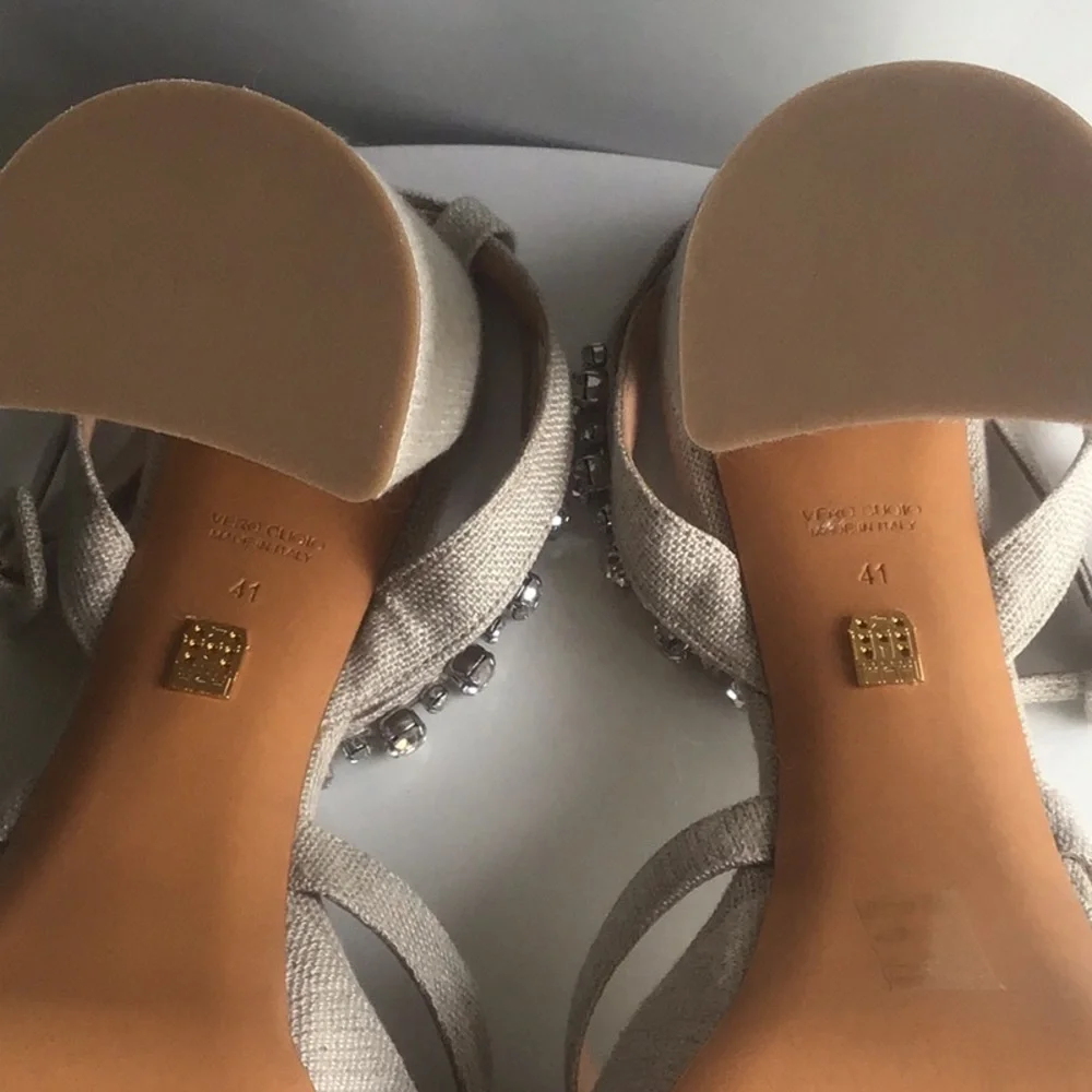 Hill House Home party jeweled Beige Platform heels Sandals